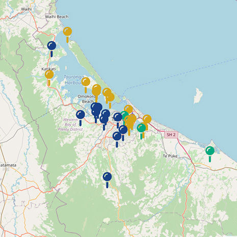 Te Tai Whanake, Tauranga iwi poi map